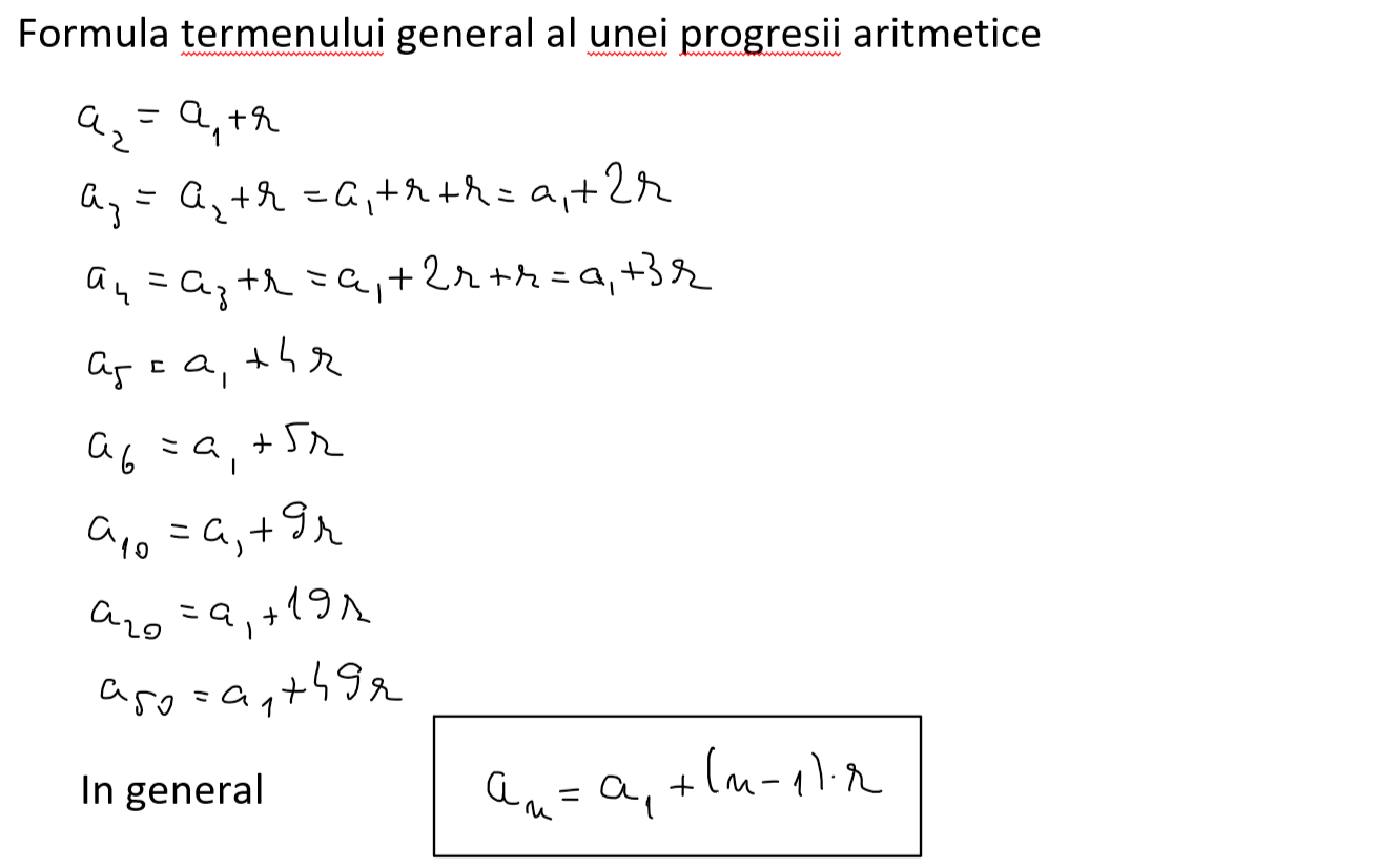 Formula termenului general al unei progresii aritmetice